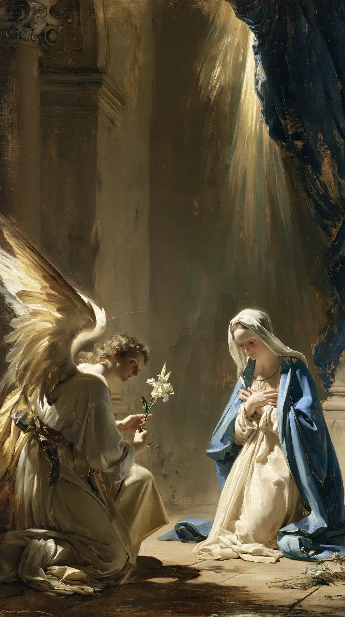 The Annunciation — The Greeting beneath the Celestial Hanging