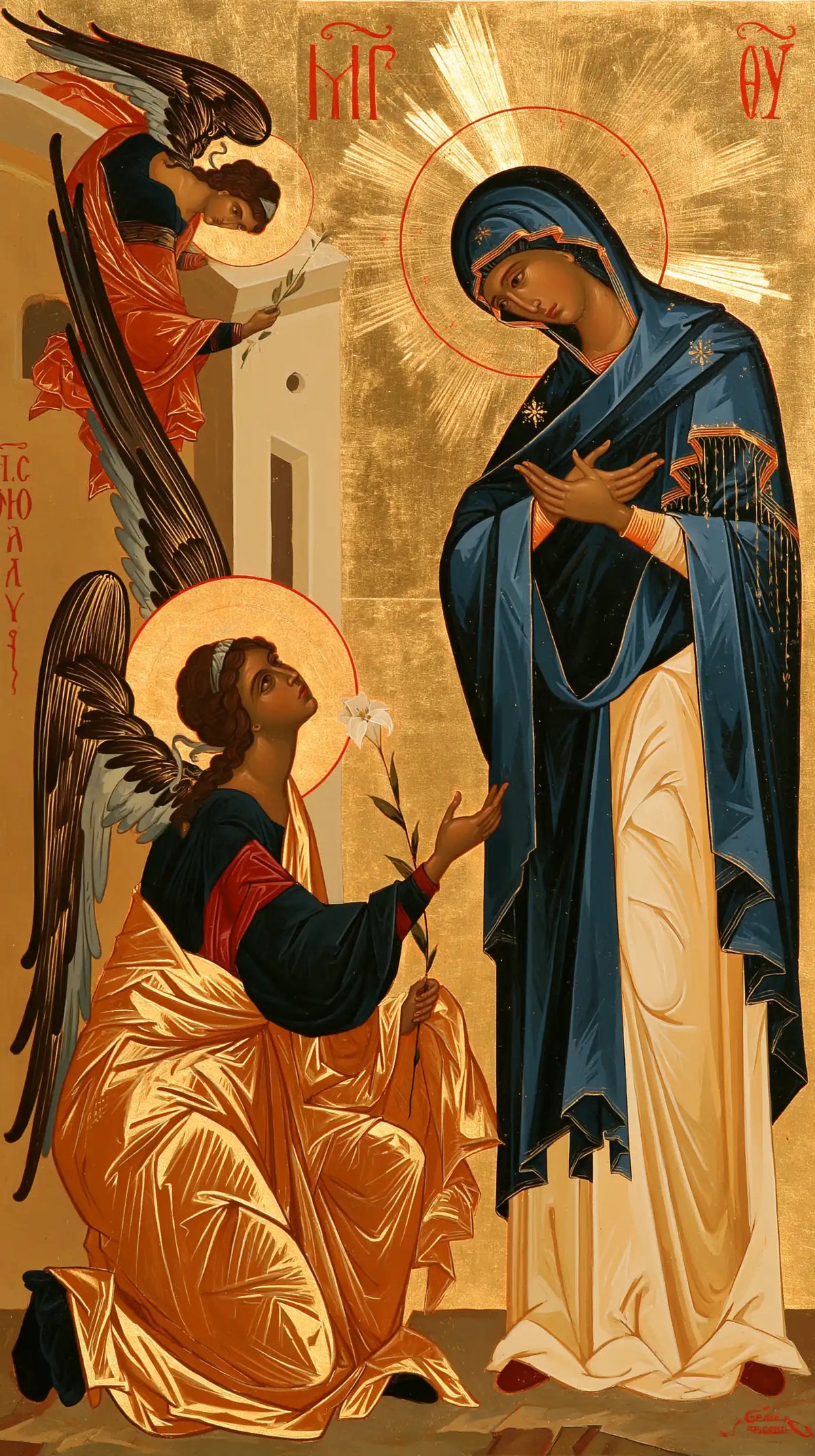 the Annunciation in a contemporary Byzantine icon in Contemporary Byzantine style, portrait Christian artwork no. 5