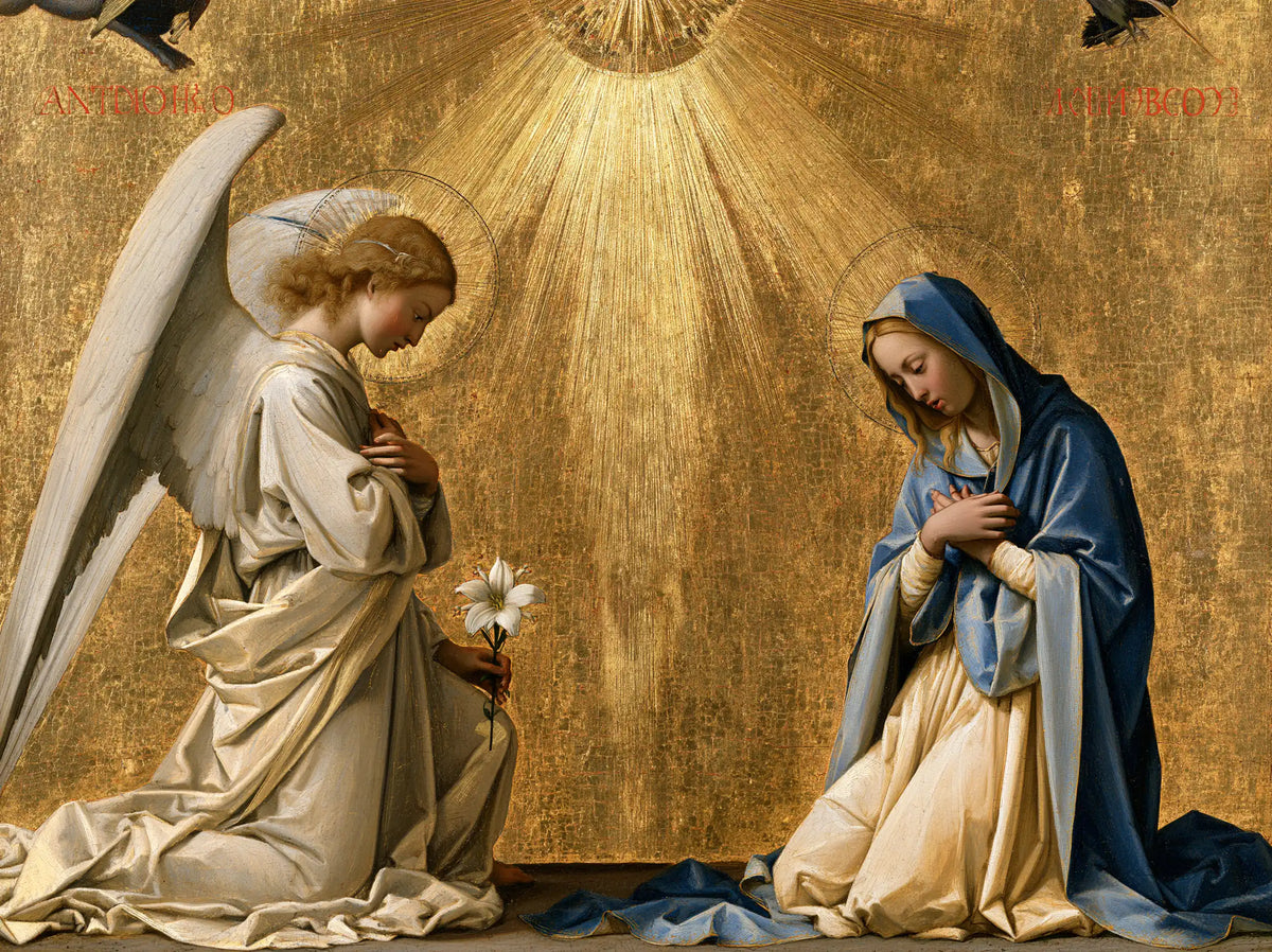 The Annunciation — Hands upon the Heart beneath Heavenly Gold