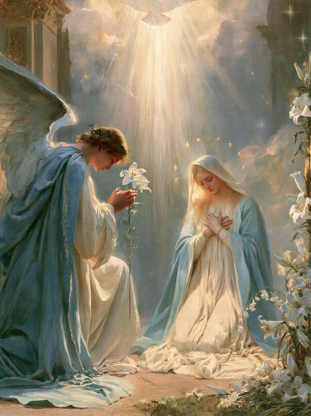 the Annunciation in a symbolist composition in Symbolist style, portrait Christian artwork no. 13