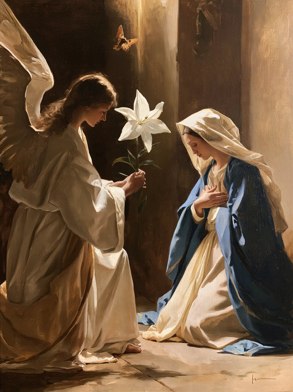 the Annunciation with the white lily as a central symbol in The White Lily as Symbol style, portrait Christian artwork no. 19
