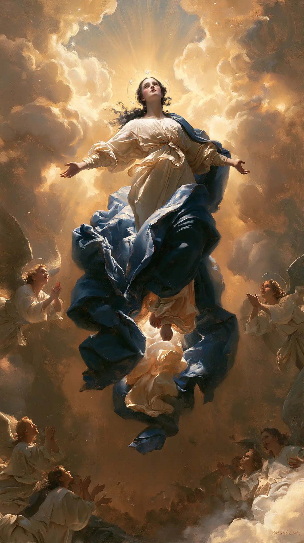 The Assumption of Mary — Blue Suspended Beneath the Solar Crown