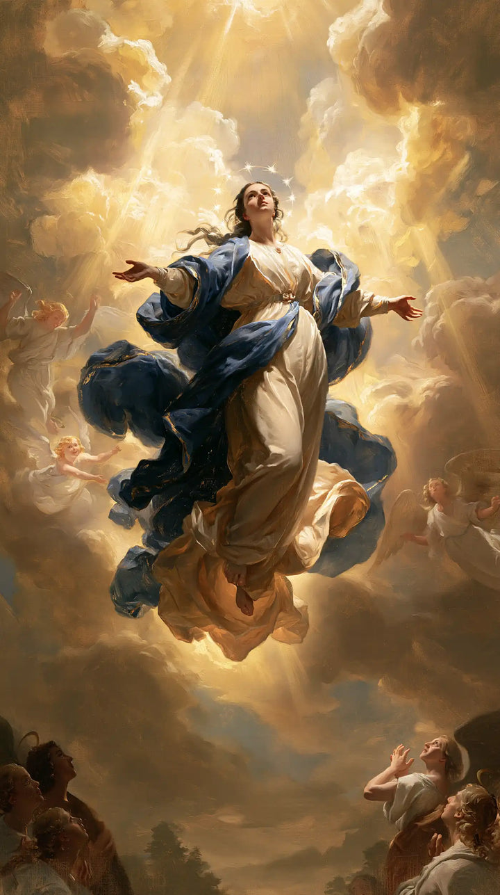 The Assumption of Mary — Blue Folds Beneath the High Light