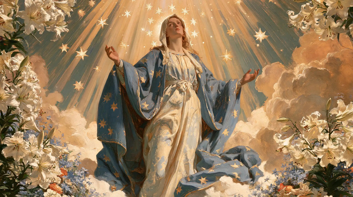 The Assumption of Mary — Palms Beneath Rose-Coloured Rays