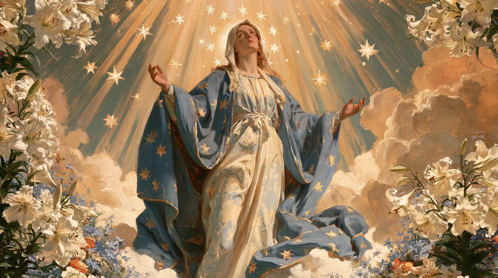 The Assumption of Mary — Palms Beneath Rose-Coloured Rays