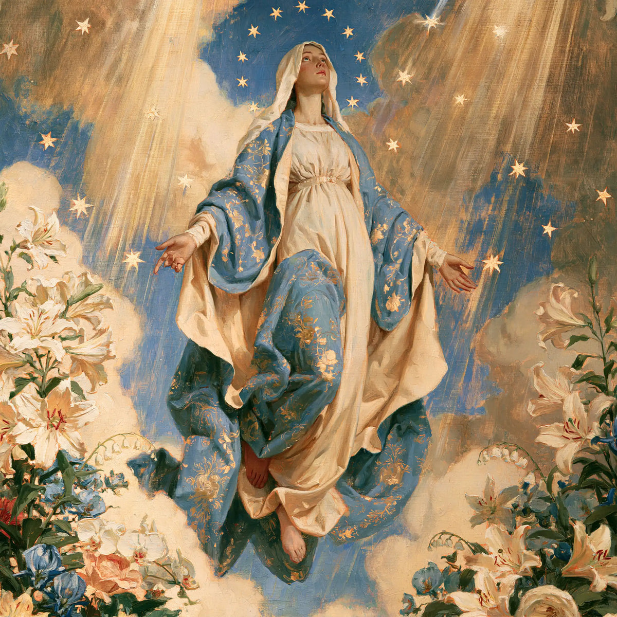 The Assumption of Mary — Embroidery Beneath the Golden Shower