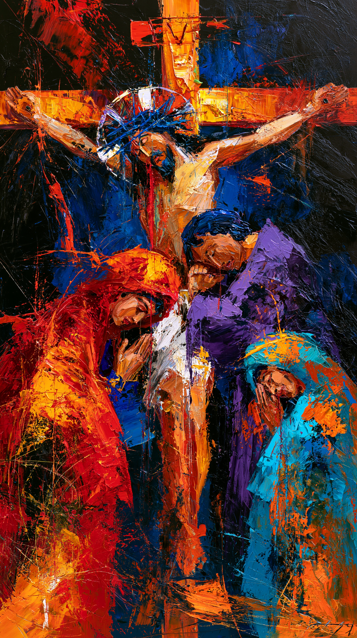 The Crucifixion — Recollection in Flame-Coloured Robes