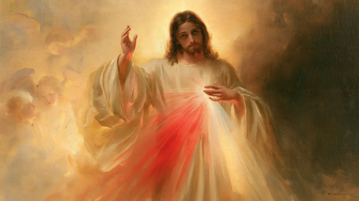 Divine Mercy Jesus — The Mantle Between Shadow and Gold
