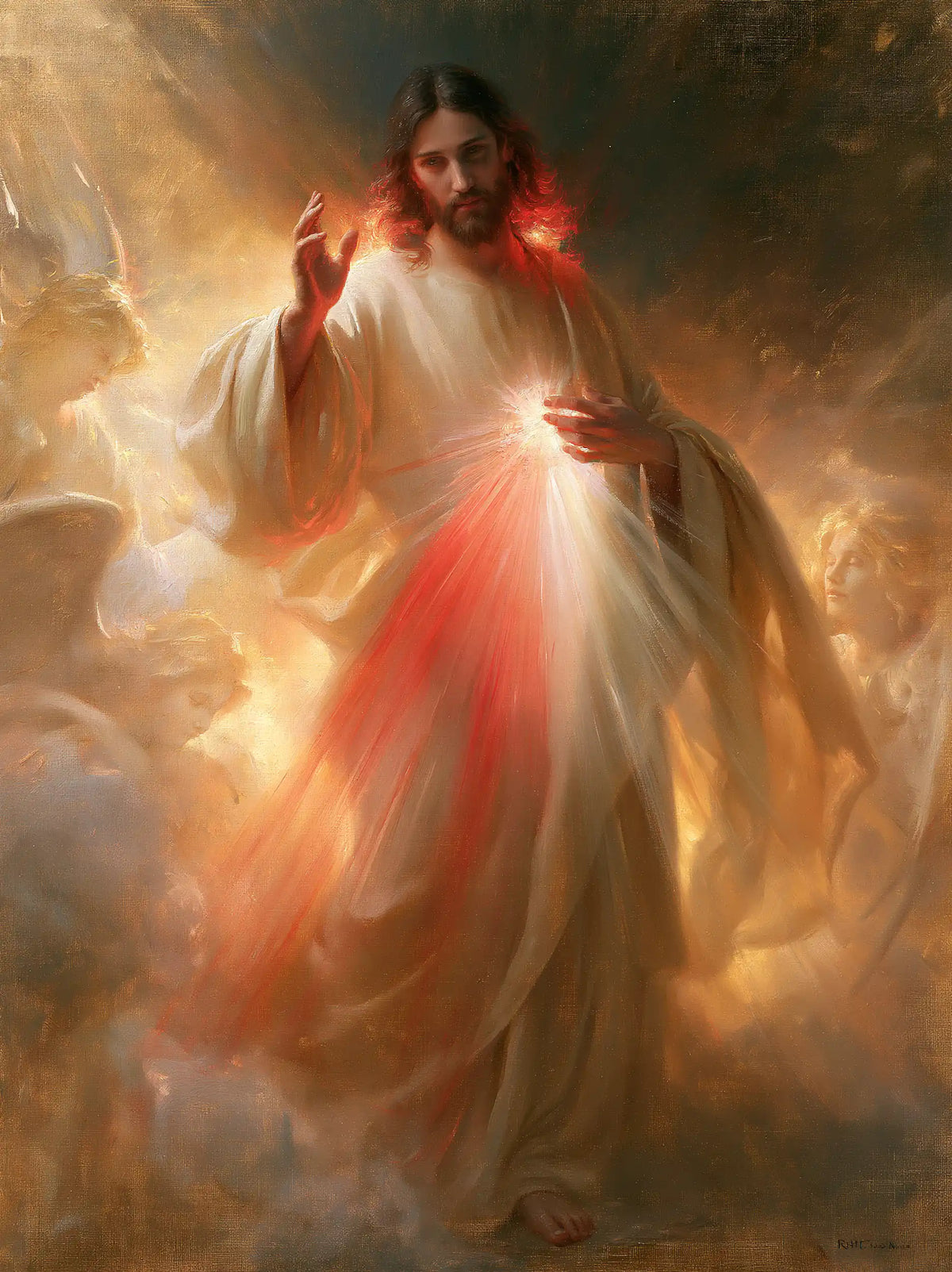 Divine Mercy Jesus — The Face Brushed by Fire