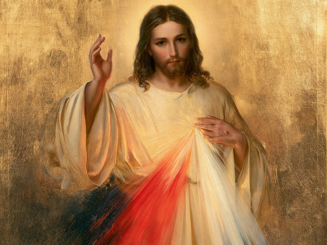 Divine Mercy Jesus — Peace Upon Gold Leaf