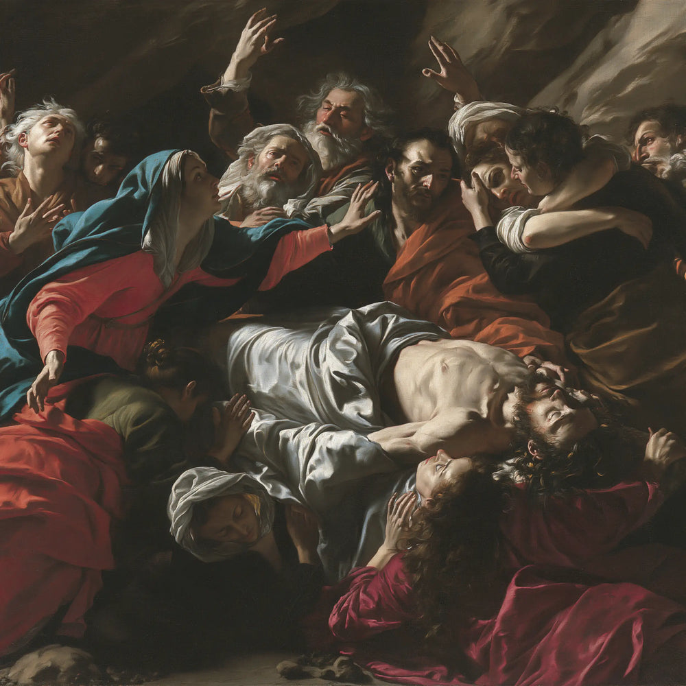 Entombment of Jesus Christ in Explosion of Movement style, square Christian artwork no. 2