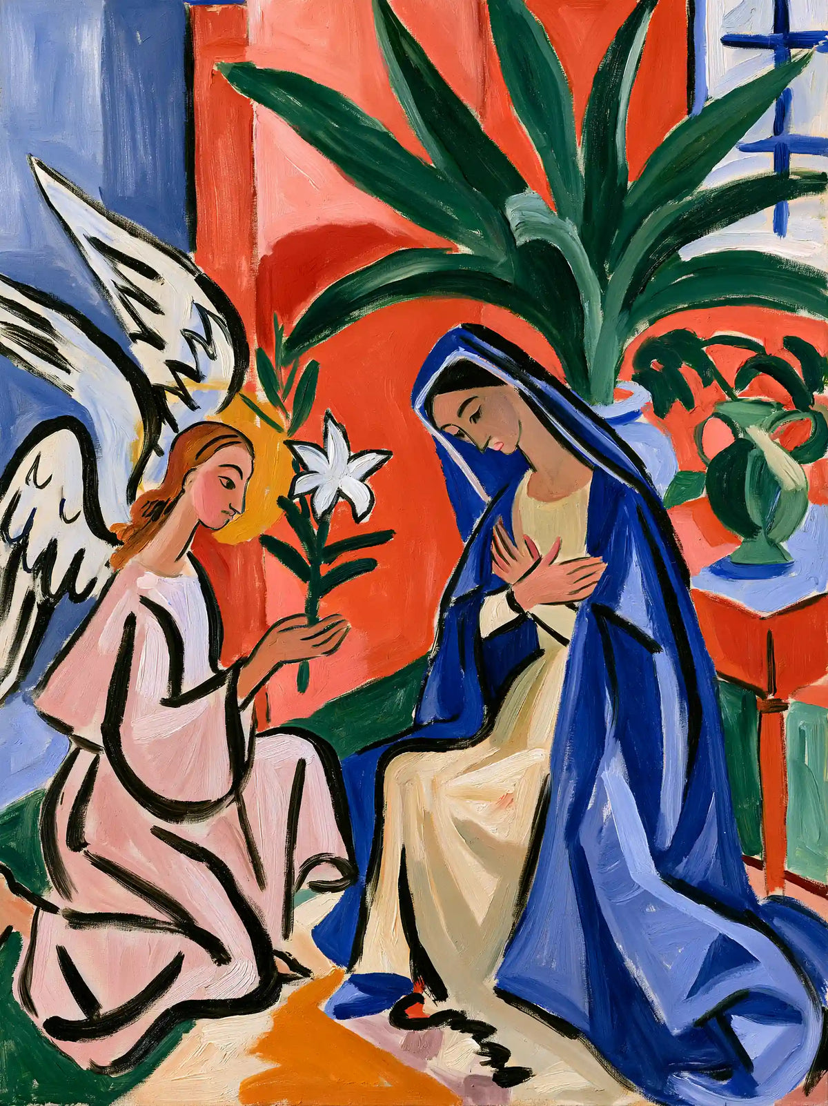 Gabriel's Lily in the Red and Green Interior – Fauvist Art · Portrait