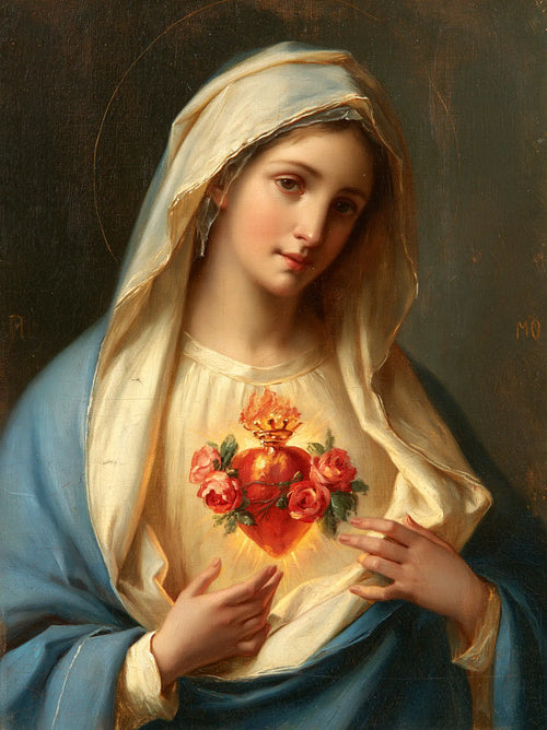 Mary with the Immaculate Heart as the central symbol in The Heart as Central Symbol style, portrait Christian artwork no. 18