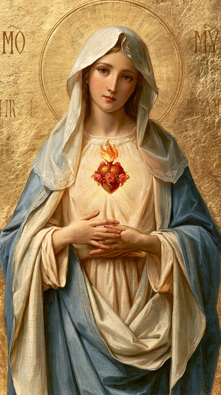 The Immaculate Heart of Mary — Fingers at Rest Among Pale Folds