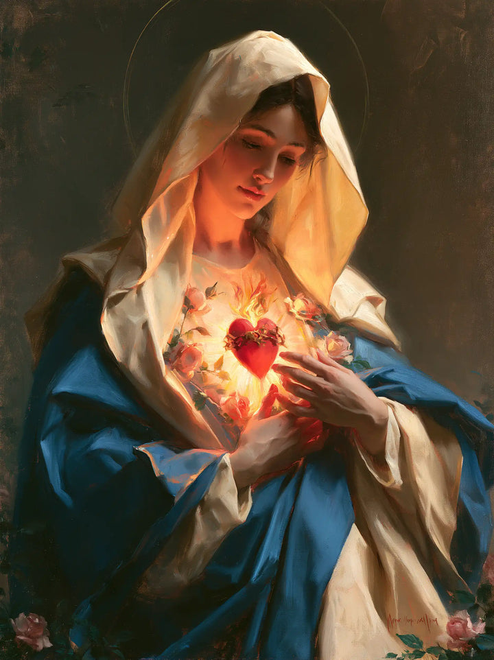 The Immaculate Heart of Mary — The Contemplative Heart in Warm Light