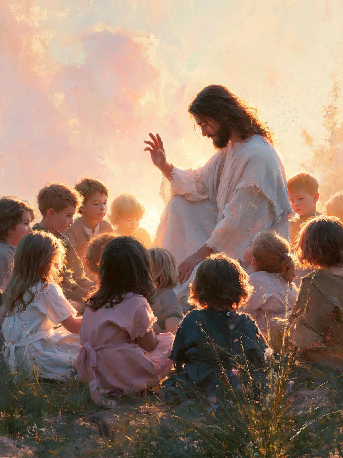 Jesus and the Children — Little Backs in the Morning Glow