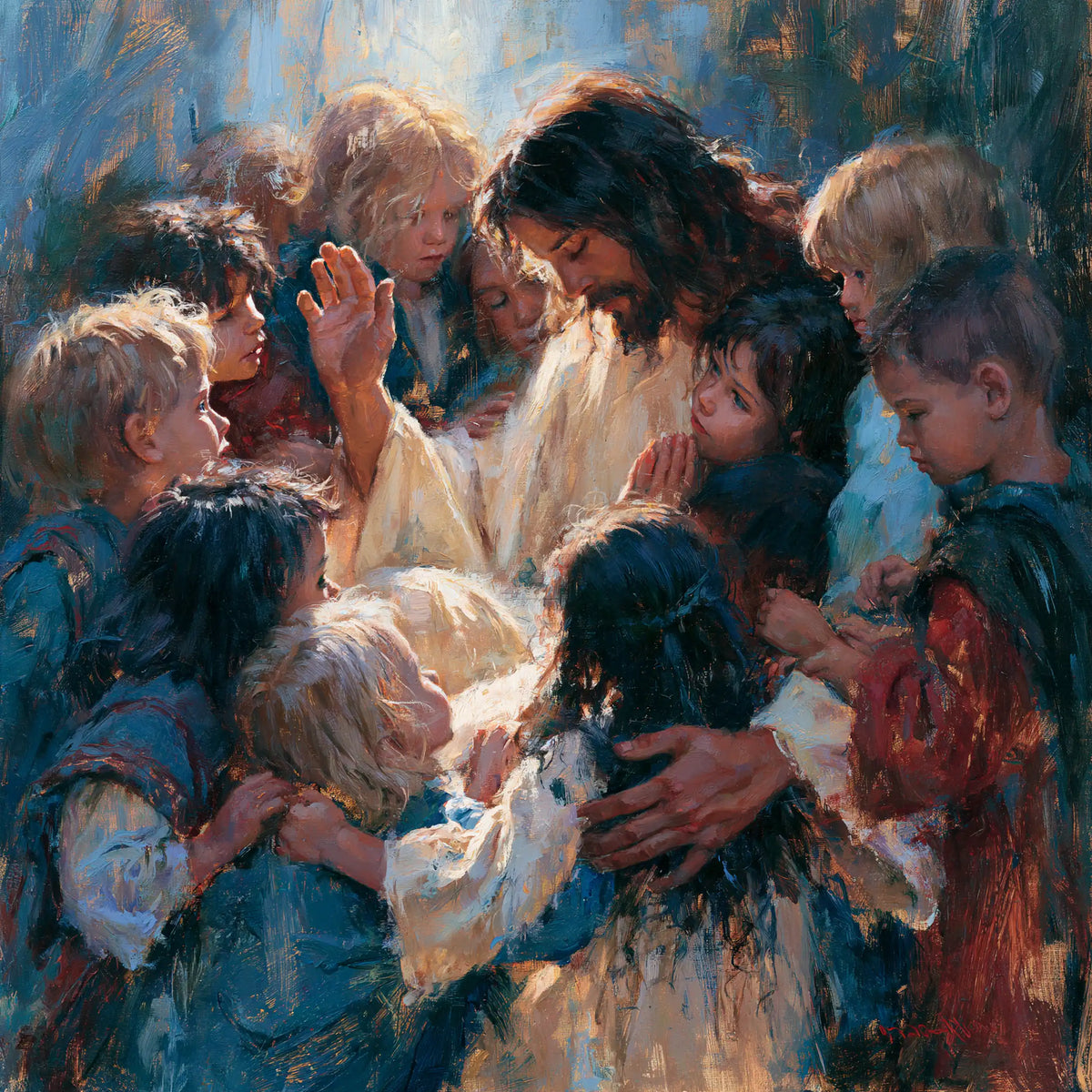 Jesus and the Children — The Blue Circle of Gathered Brows