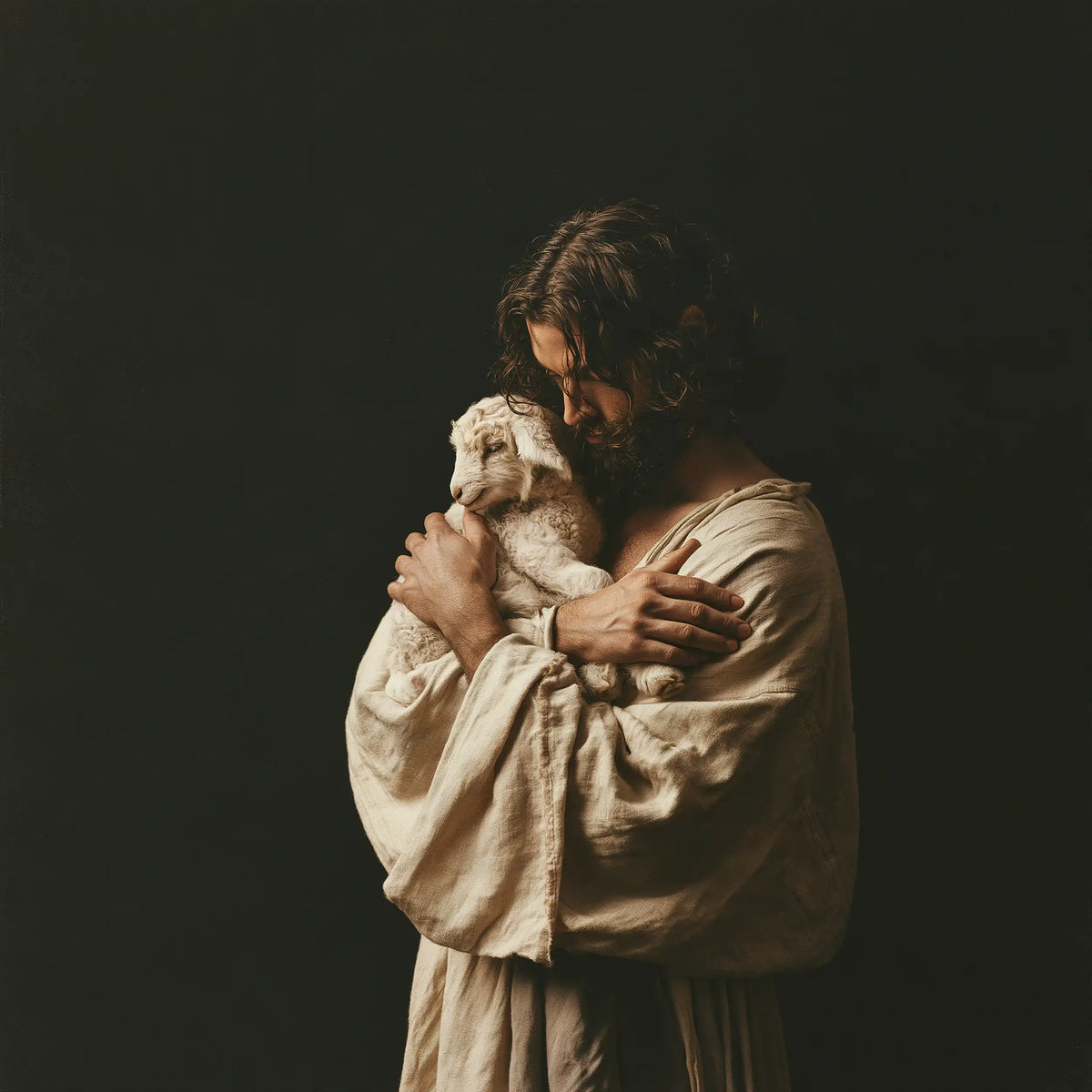 Jesus and the Lamb - Contemporary Minimalism · Square n° 2