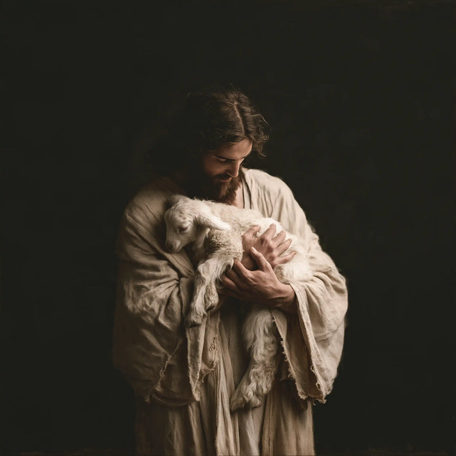 Jesus and the Lamb - Contemporary Minimalism · Square n° 8