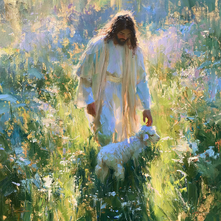 Jesus and the Lamb — The Little Passage Between the Flowers