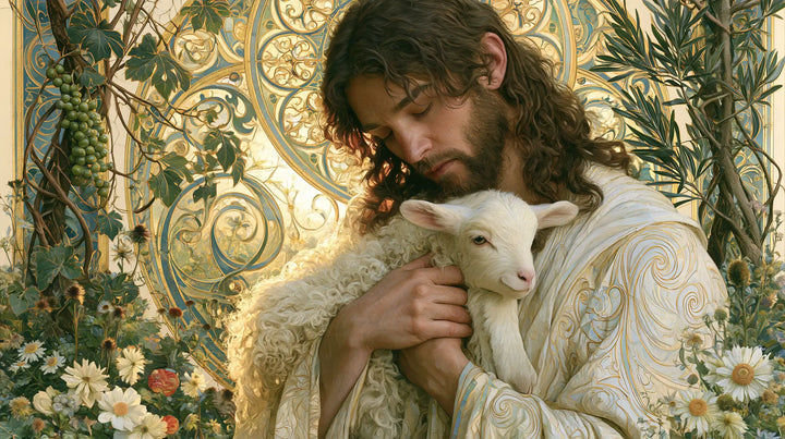Jesus and the Lamb — The Garden of Daisies and Gold