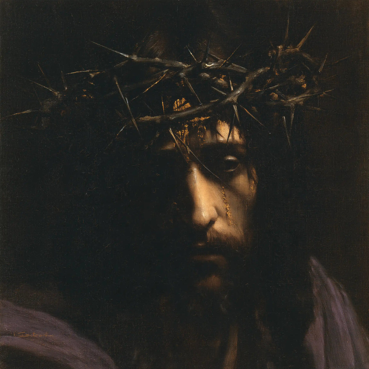 Jesus Crowned with Thorns — The Face Inclined toward Shadow