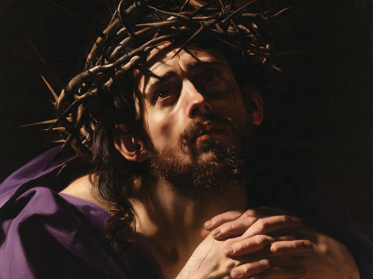 Jesus Crowned with Thorns — Hands United beneath the Chin