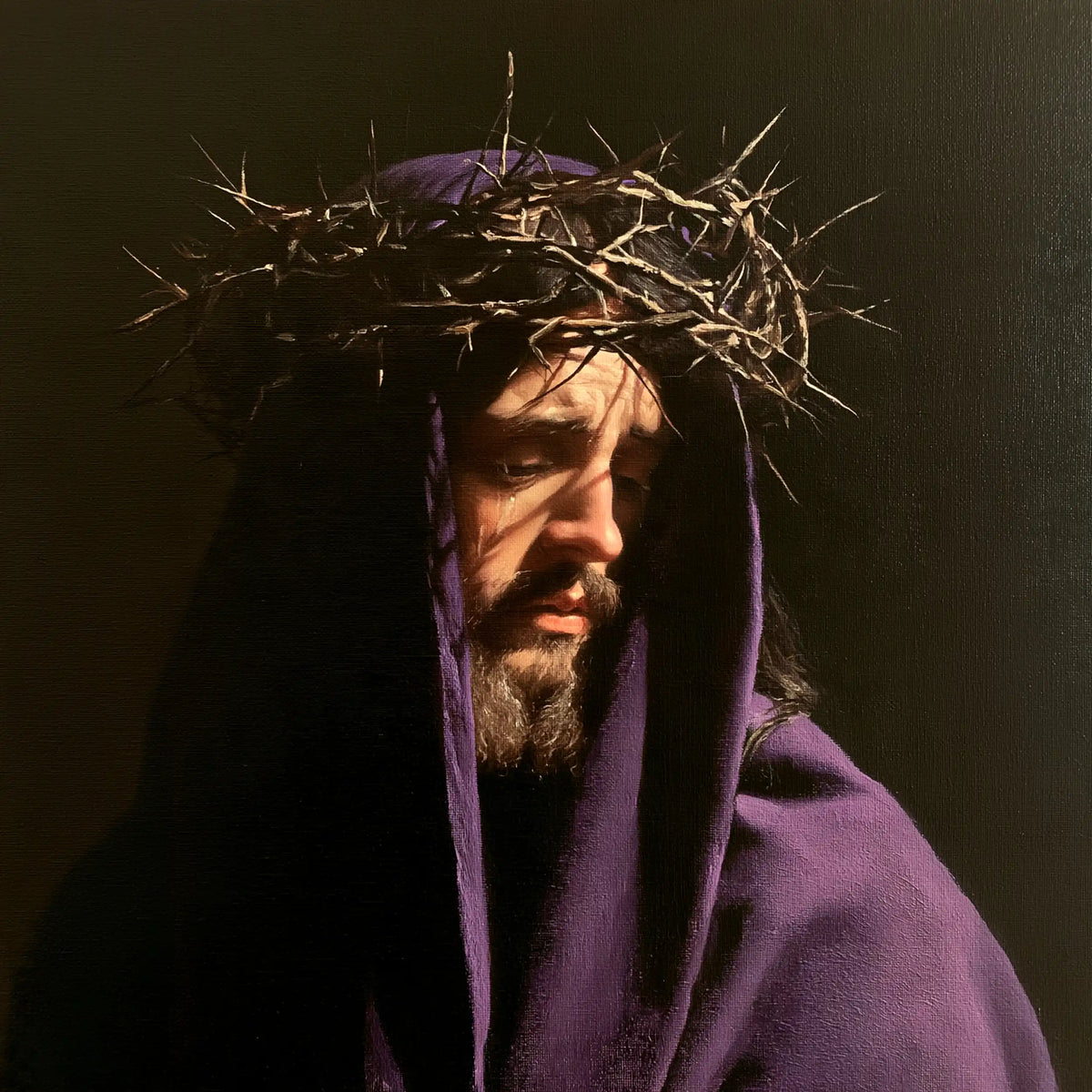 Jesus Crowned with Thorns — The Face Wrapped in Purple