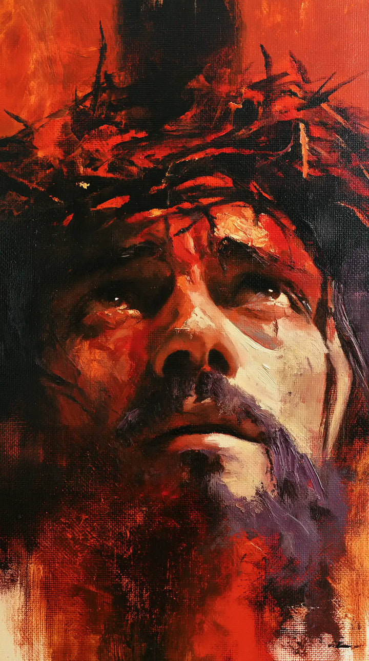 Jesus Crowned with Thorns — Supplication against Vivid Red