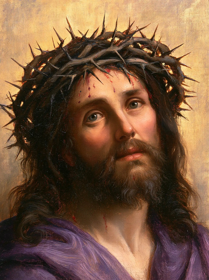Jesus Crowned with Thorns — Pale Eyes beneath the Black Crown