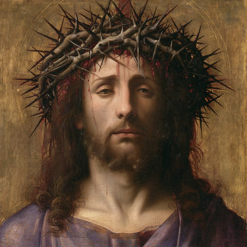 Jesus crowned with thorns in Florentine Renaissance style in Florentine Renaissance style, square Christian artwork no. 5