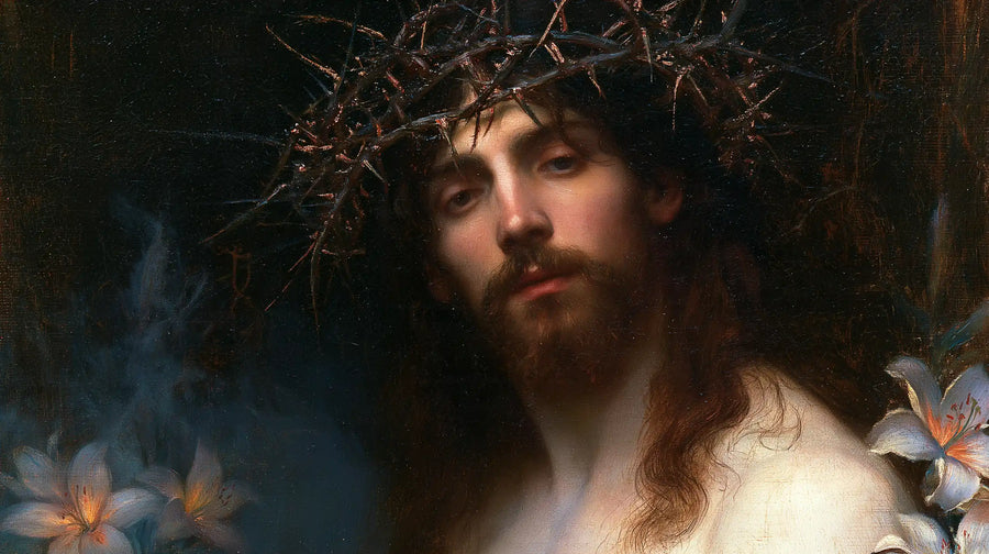 Jesus Crowned with Thorns — The Gaze among Pale Flowers