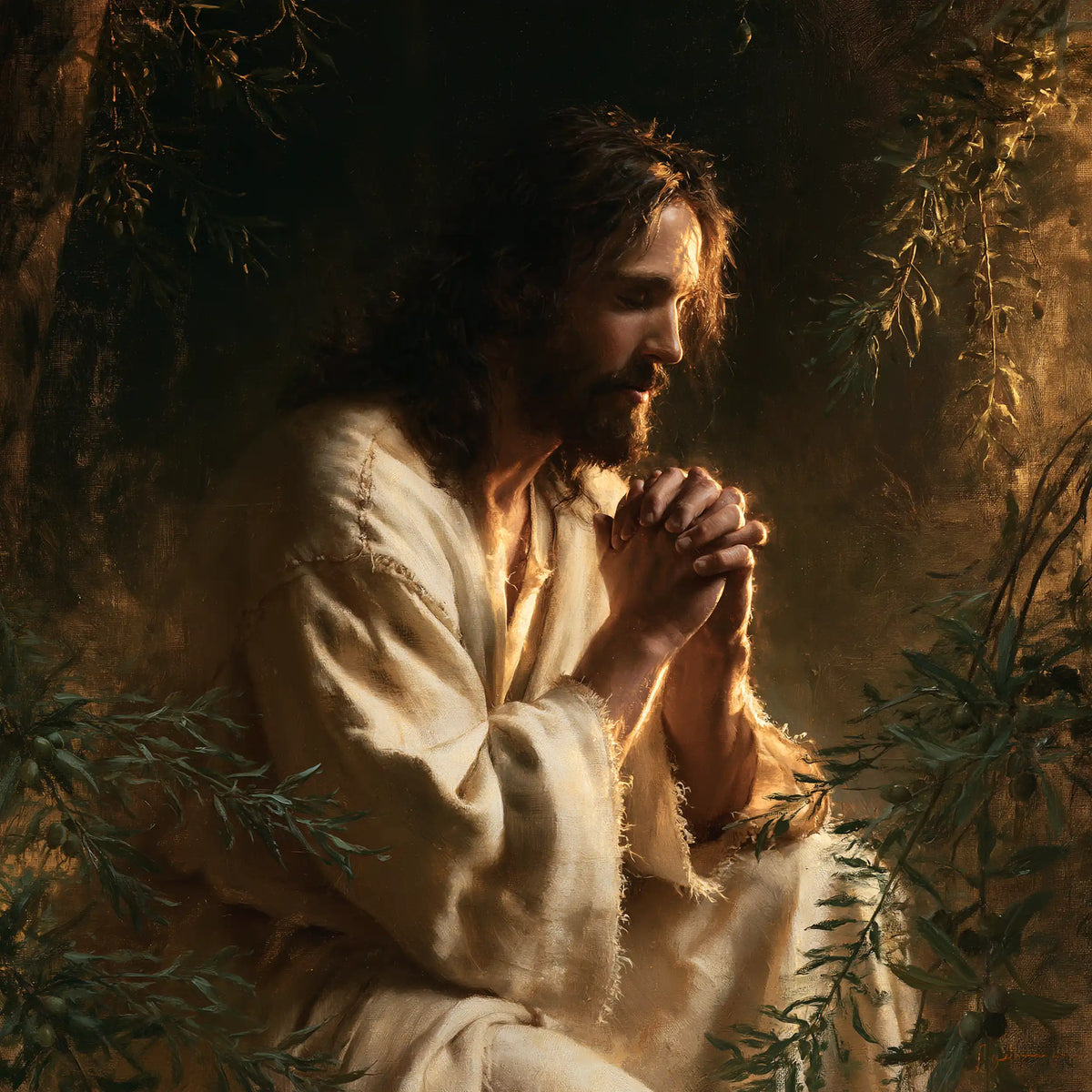 Jesus in Gethsemane - Devotional Portrait of Jesus in Gethsemane · Square n° 3