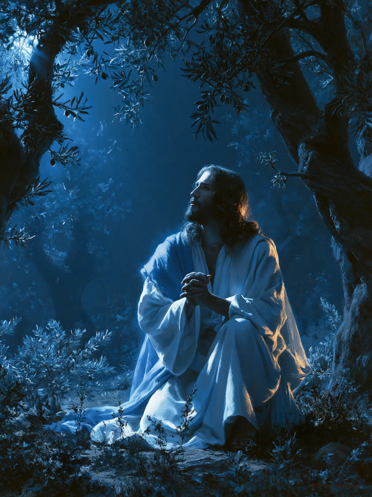 Jesus in Gethsemane — Cold Light upon the Shoulders