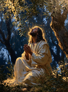 Jesus in Gethsemane — The Gaze beneath Golden Cascades