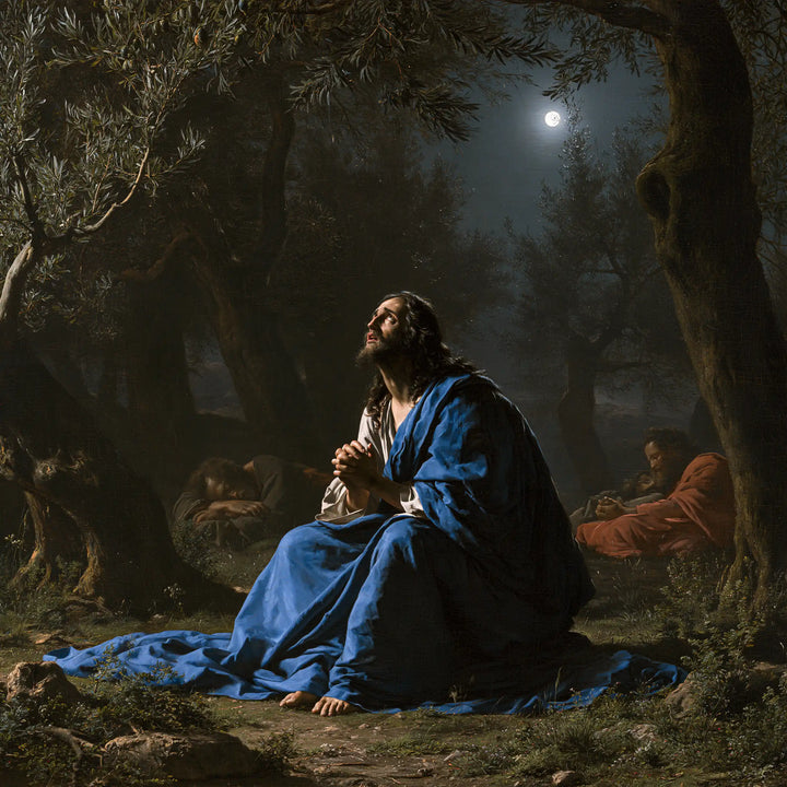 Jesus in Gethsemane — The Blue Cloak upon the Earth of Dreams