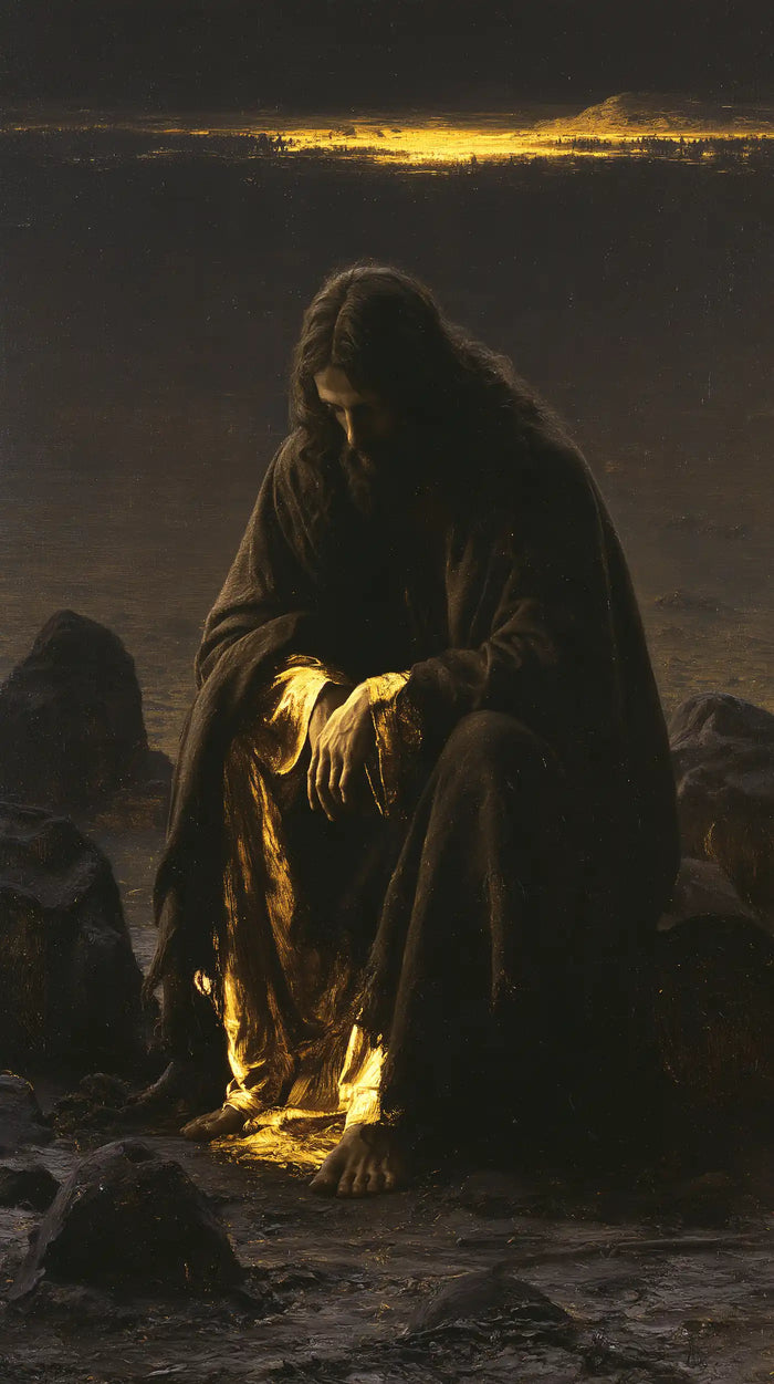 Jesus in the Desert — Gold Gathered upon the Knees