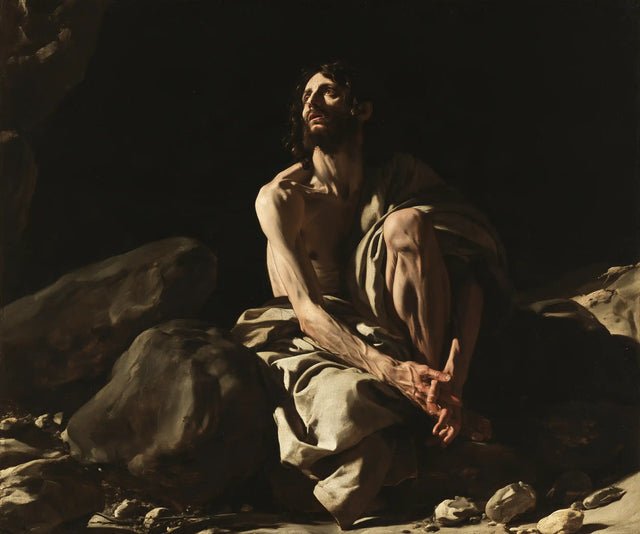 Jesus in the Desert - Caravaggio Tenebrism · Landscape n° 4