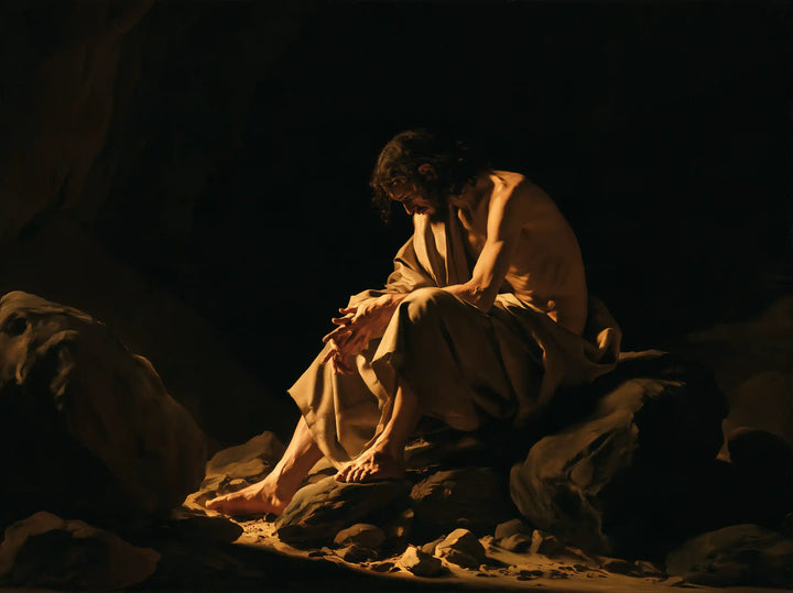 Jesus in the Desert - Caravaggio Tenebrism · Landscape n° 11