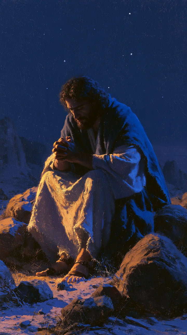 Jesus in the Desert - Midnight Blue Chiaroscuro · Portrait n° 17