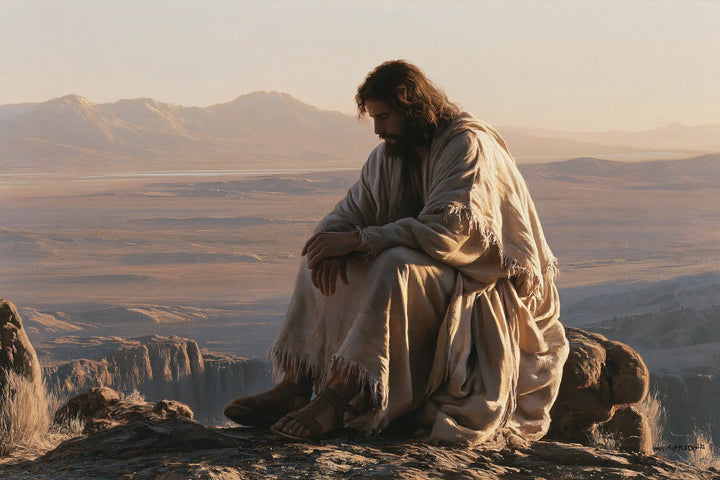 Jesus in the Desert — Rest within Sand-Coloured Folds