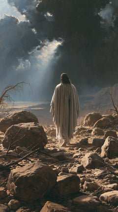 Jesus in the Desert — The Path beneath the Cascade of the Sky