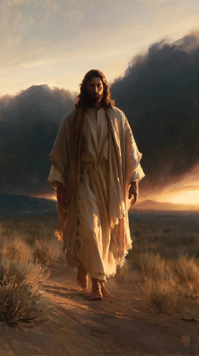 Jesus in the Desert — Belted Linen among the Evening Grasses
