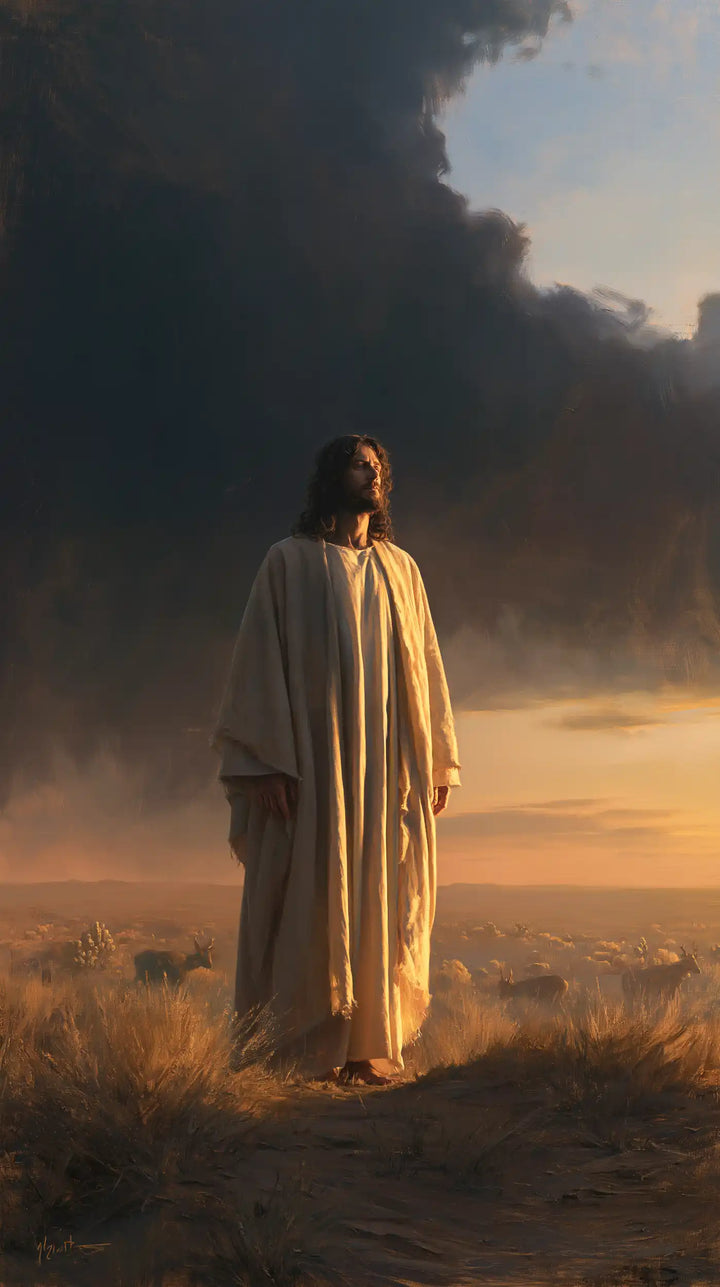 Jesus in the Desert — The Long Robe beside the Gentle Horizon