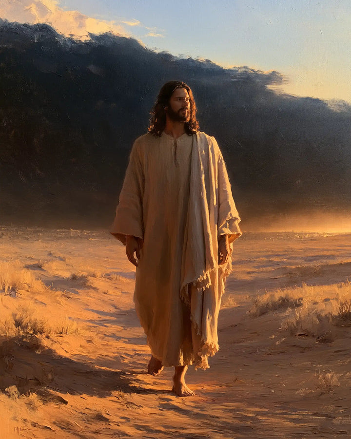 Jesus in the Desert — The Cream-Coloured Walk across the Saffron Plain