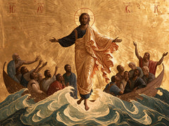 Jesus Walking on Water — Raised Hands around the Peaceful Step