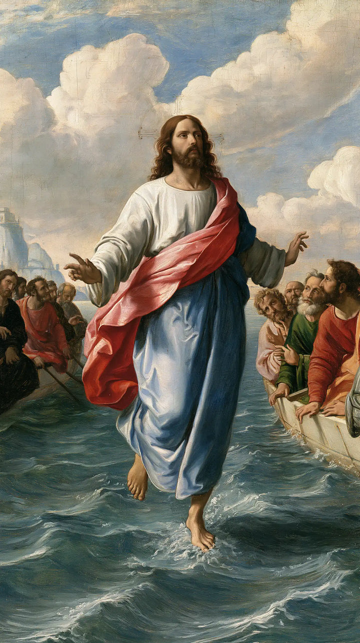 Jesus Walking on Water — The Red Sash in the Calm of Blue