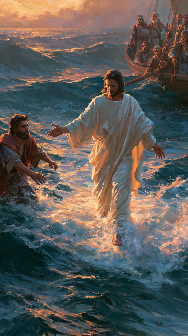 Jesus Walking on Water — Ardent Linen and the Hand from the Waves