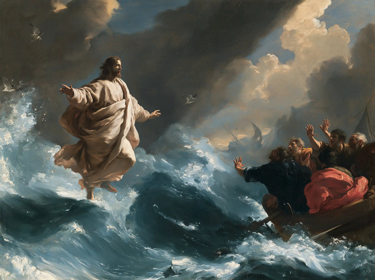 Jesus Walking on Water — Linen Carried by the Turquoise Swell
