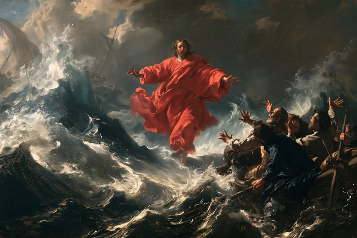Jesus Walking on Water — Sovereign Red in Raging Waters